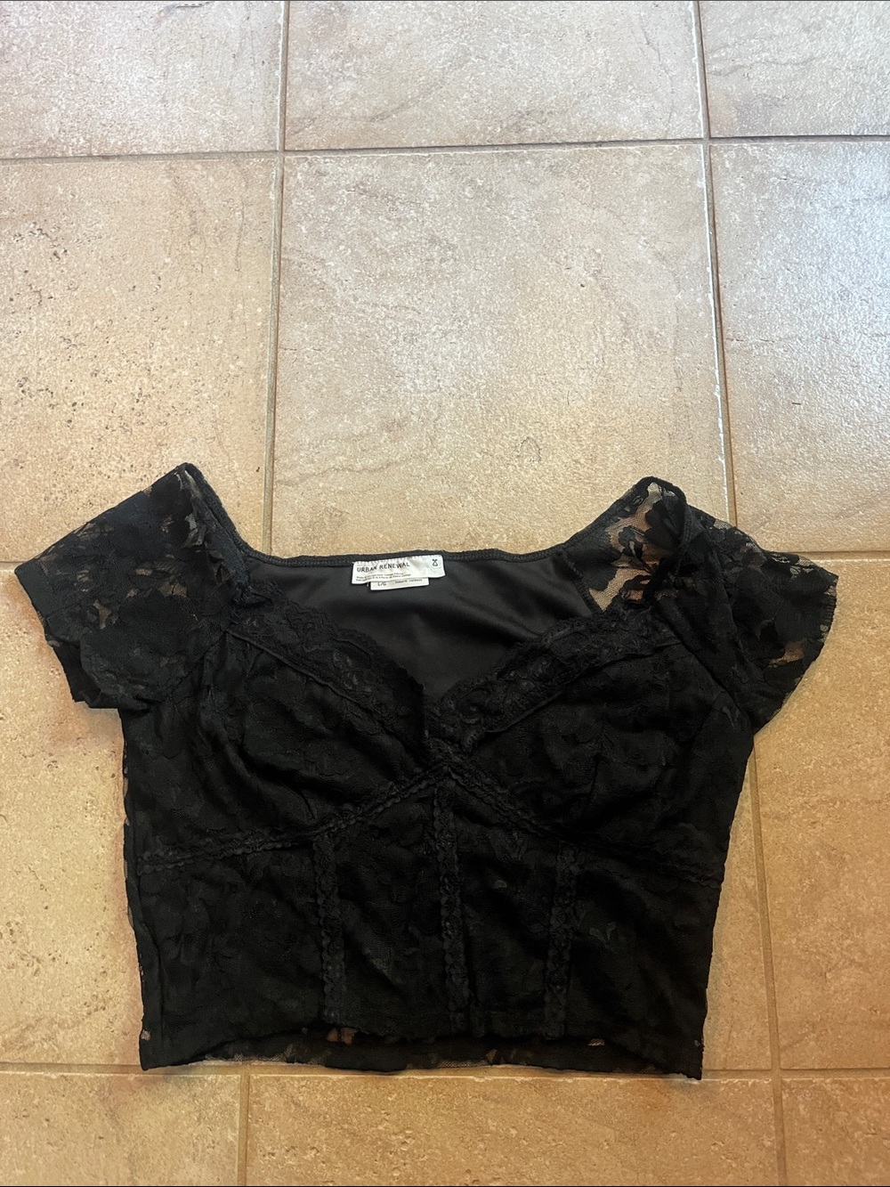 Urban Renewal Black Lace Sweetheart Crop Top